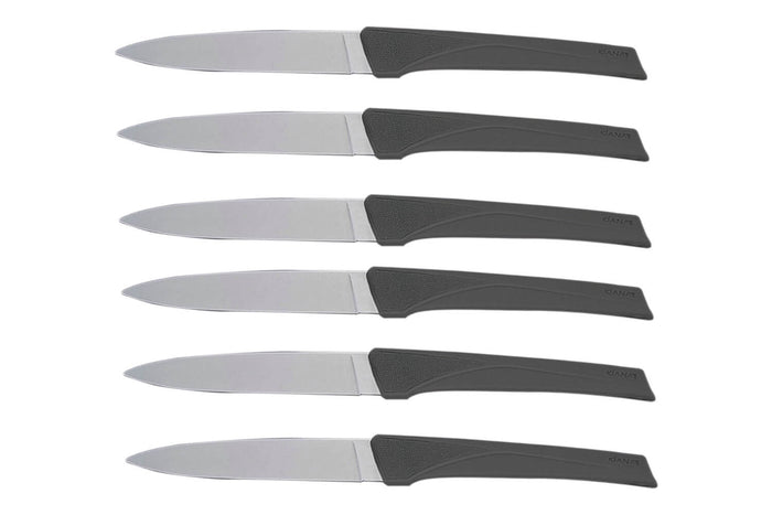 Coffret 6 couteaux Kiana de table lame inox 10,4cm manche gris anthracite