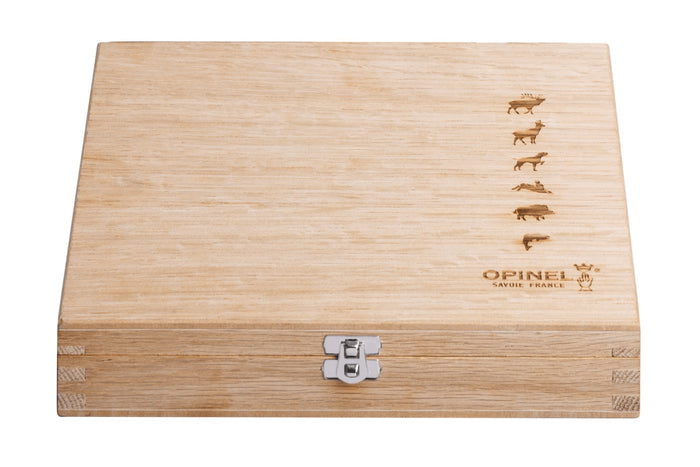 Coffret 6 couteaux Opinel Tradition Gravures Animalia n°08 lame 8,5cm manche chêne