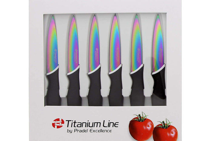 Coffret 6 couteaux steak Pradel Excellence lame 10cm revêtement titane