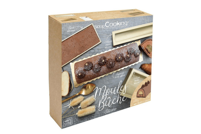Coffret bûche de Noël Scrapcooking en silicone coloris doré