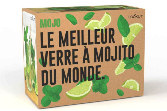 Coffret cadeau 2 verres à mojito Cookut Mojo + pilons mélangeur + livre de recettes