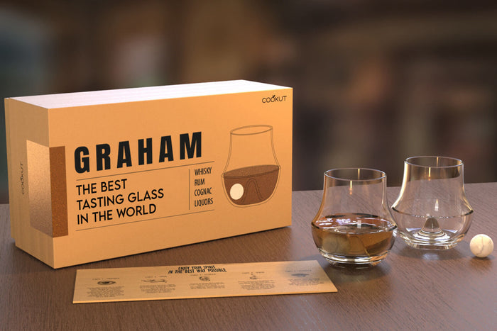 Coffret cadeau 2 verres de dégustation Cookut Graham + billes en marbre + guide
