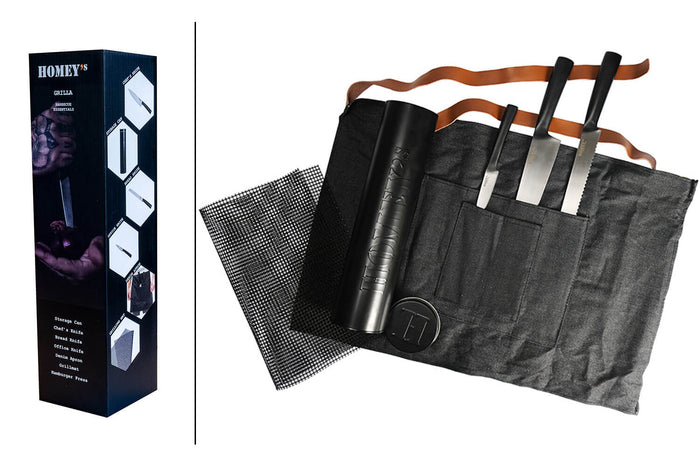 Coffret cadeau barbecue Homey's Grilla 5 ustensiles
