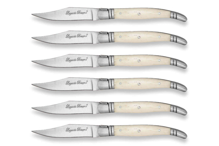 Coffret cadeau de 6 couteaux de table Laguiole Bougna manche en os