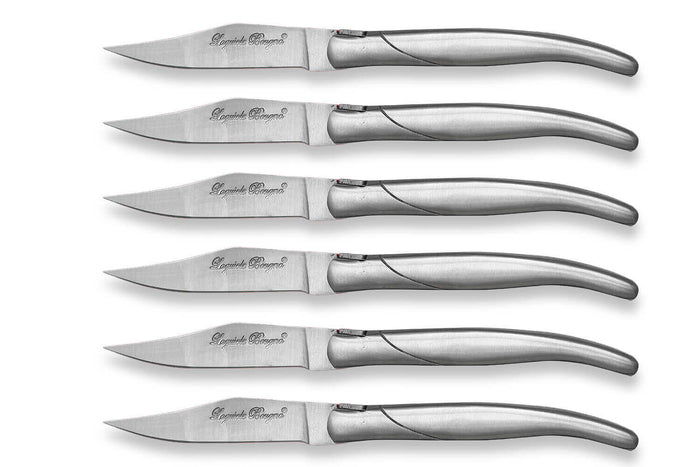 Coffret cadeau de 6 couteaux de table Laguiole Bougna manches en inox