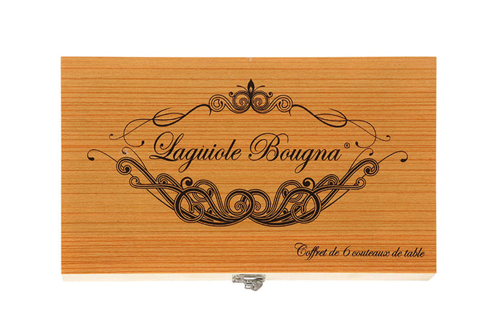 Coffret cadeau de 6 couteaux de table Laguiole Bougna manches en inox