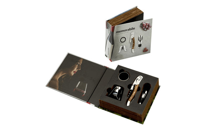 Coffret cadeau sommelier Legnoart Memorabile 4 accessoires