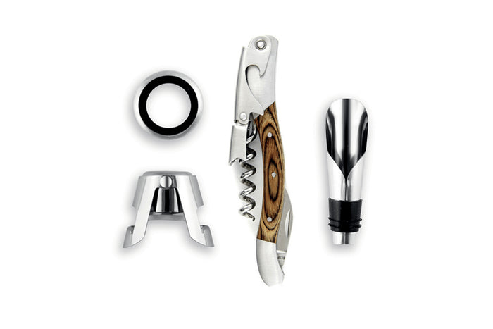 Coffret cadeau sommelier Legnoart Memorabile 4 accessoires