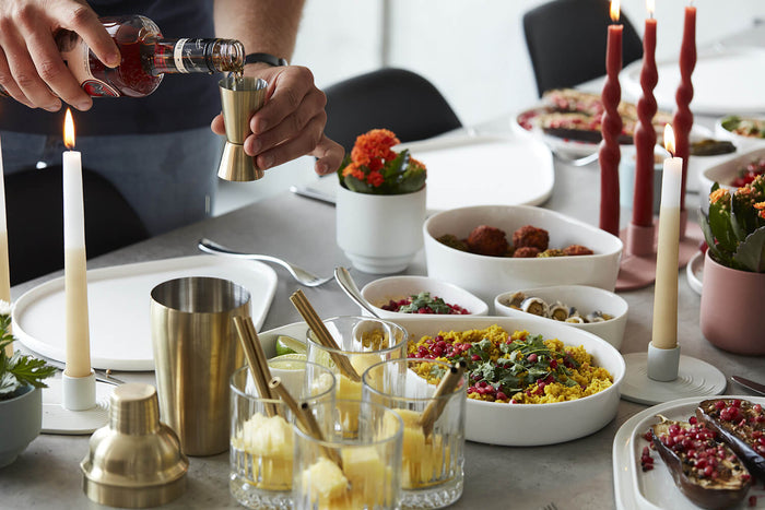 Coffret cocktail Point Virgule 4 accessoires en inox doré