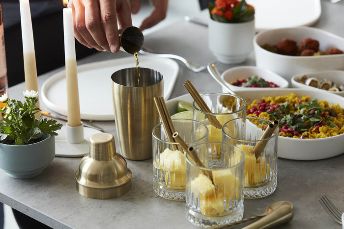 Coffret cocktail Point Virgule 4 accessoires en inox doré