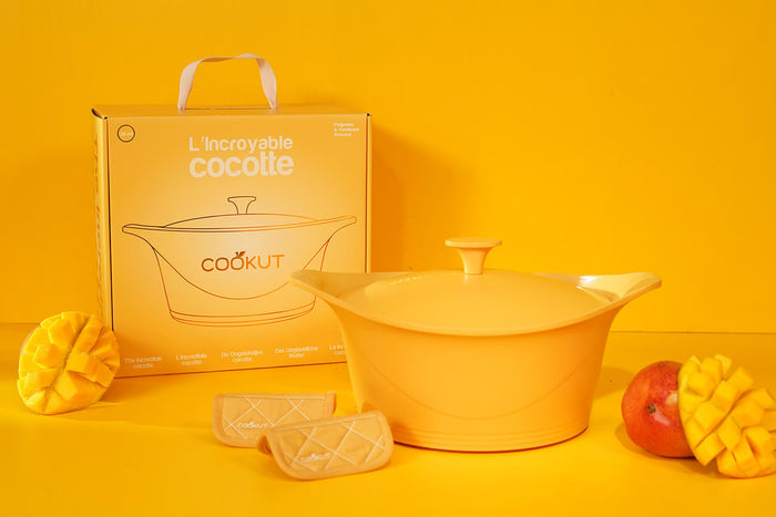 Coffret Cookut L'incroyable cocotte 28cm mangue avec poignée et maniques incluses - Édition limitée 2026