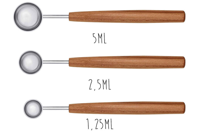 Coffret de 3 cuillères à mesurer Triangle Sense inox 18/10 et manche prunier