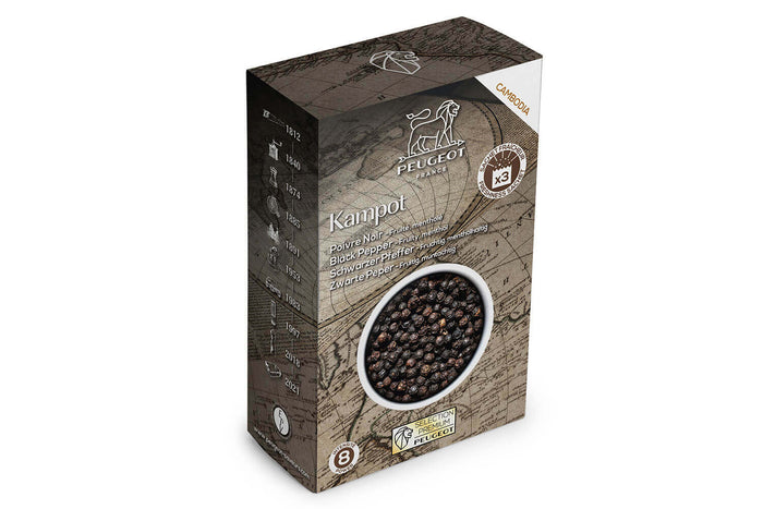 Coffret de 3 sachets fraîcheur Peugeot poivre noir Kampot du Cambodge - 3x20g