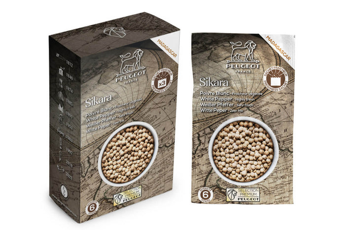 Coffret de 3 sachets fraîcheur Peugeot Premium poivre blanc de Madagascar Sikara - 3x20g