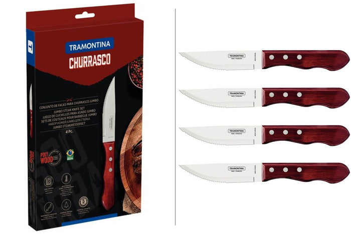 Coffret de 4 couteaux à steak Tramontina Jumbo coloris rouge