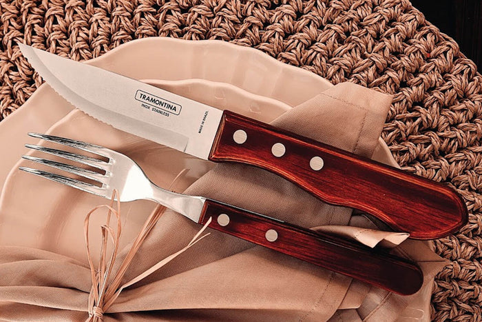 Coffret de 4 couteaux à steak Tramontina Jumbo coloris rouge