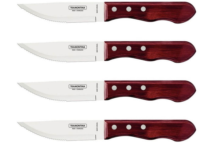 Coffret de 4 couteaux à steak Tramontina Jumbo coloris rouge