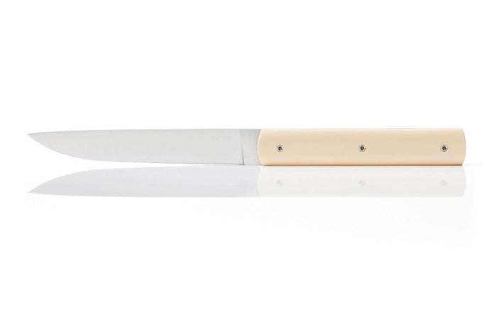 Coffret de 4 couteaux de table faits main Perceval 888 façon ivoire