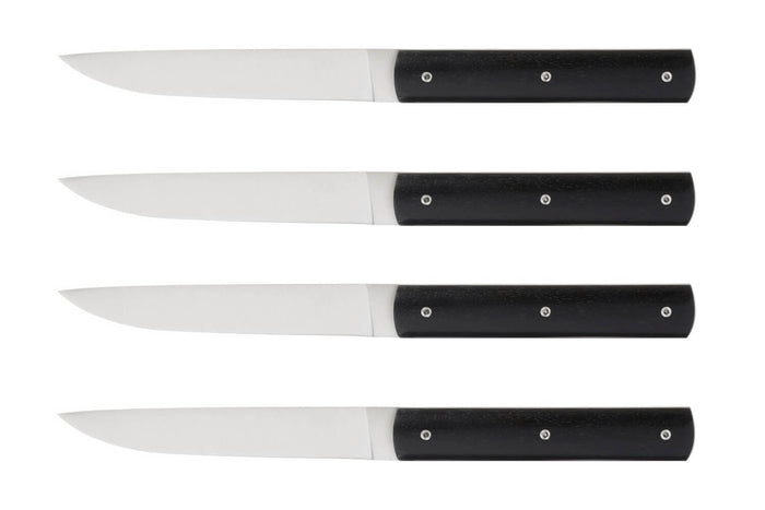 Coffret de 4 couteaux de table faits mains Perceval 888 noir