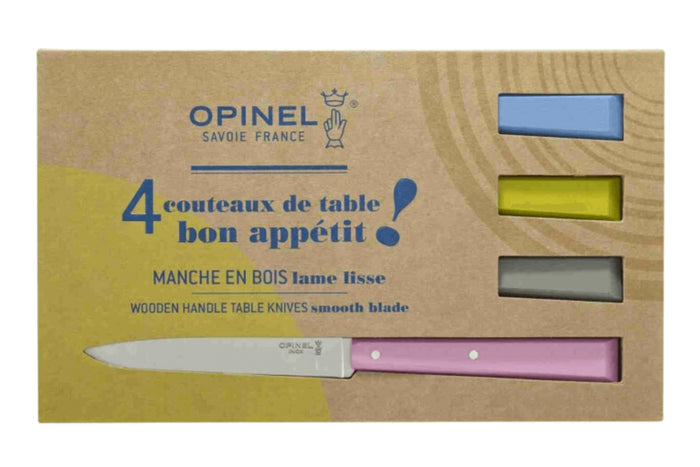 Coffret de 4 couteaux de table Opinel Bon Appétit Campagne n°125 lames 11cm en inox manches en charme