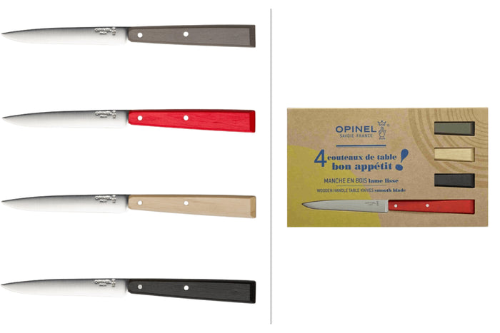 Coffret de 4 couteaux de table Opinel Bon Appétit Loft n°125 lames 11cm en inox manches en charme