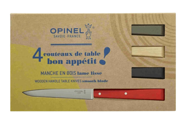 Coffret de 4 couteaux de table Opinel Bon Appétit Loft n°125 lames 11cm en inox manches en charme