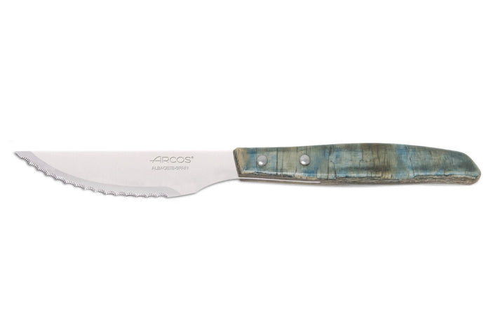 Coffret de 6 couteaux à steak/pizza Arcos lame dentelée 11cm manche bois bleu