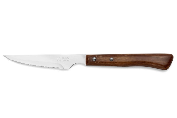 Coffret de 6 couteaux à steak/pizza Arcos lame dentelée 11cm manche en bois de hêtre compressé