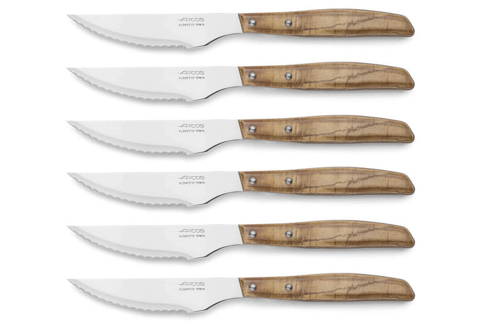 Coffret de 6 couteaux à steak/pizza Arcos lame dentelée 11cm