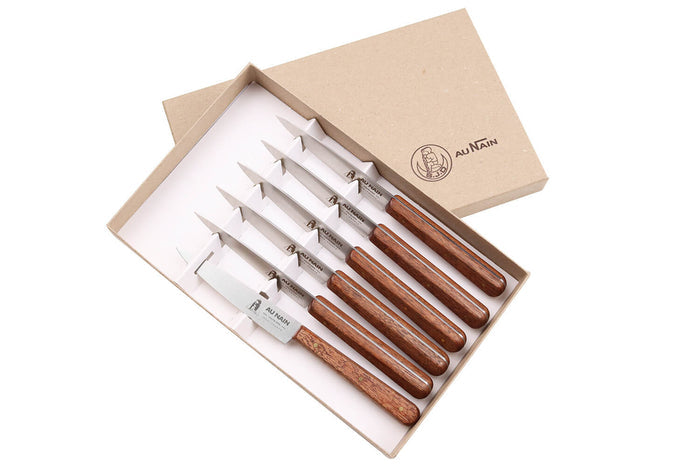 Coffret de 6 couteaux de table Au Nain manche en bois