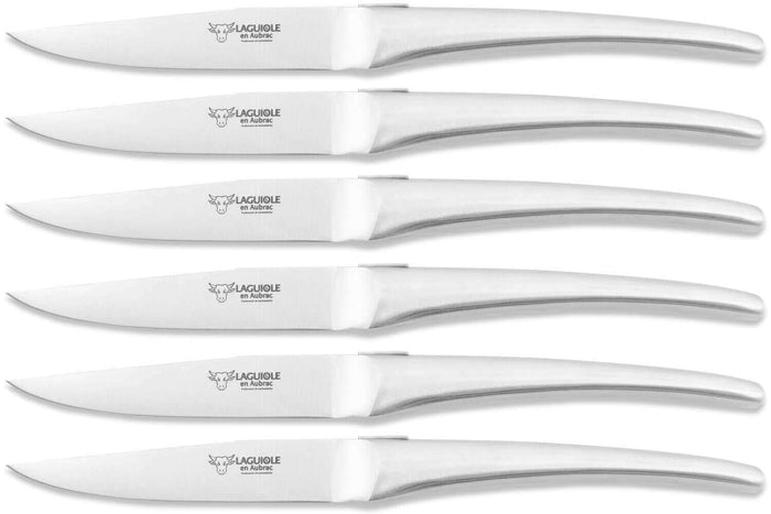 Coffret de 6 couteaux de table Laguiole en Aubrac Monobloc en inox brossé