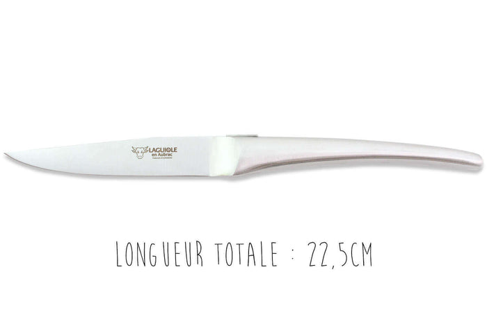 Coffret de 6 couteaux de table Laguiole en Aubrac Monobloc en inox brossé