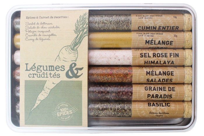 Coffret d'épices Le Monde en Tube Légumes et Crudités 6 saveurs