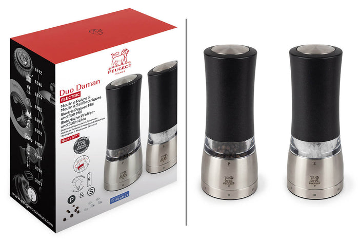 Coffret duo moulin à sel et poivre électrique Peugeot Daman