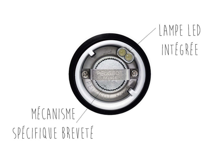 Coffret duo moulin à sel et poivre électrique Peugeot Elis Sense U Select en inox avec éclairage 20cm