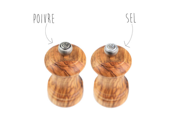 Coffret duo moulin à sel et poivre Peugeot Bistro en bois d'olivier 10cm