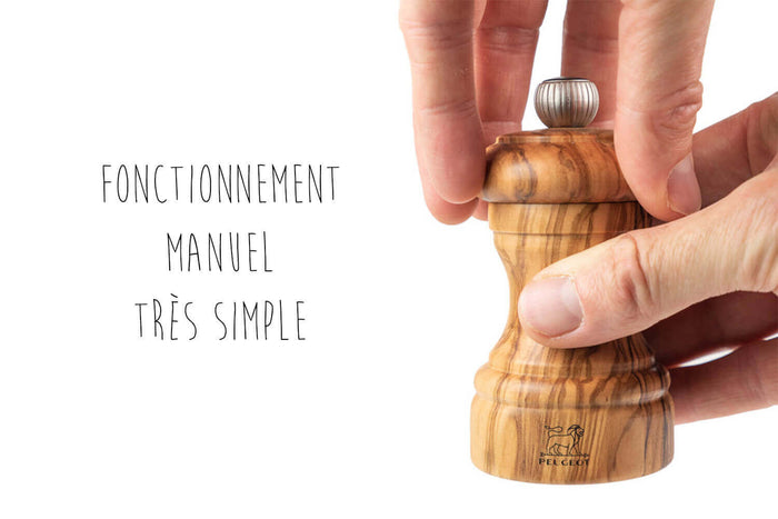 Coffret duo moulin à sel et poivre Peugeot Bistro en bois d'olivier 10cm