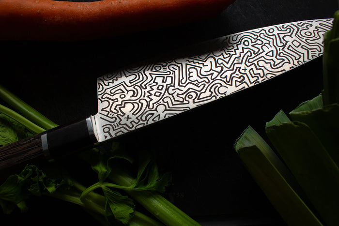 Coffret Homey's Keith Haring couteau de chef 21cm et baguettes Saibashi 30cm