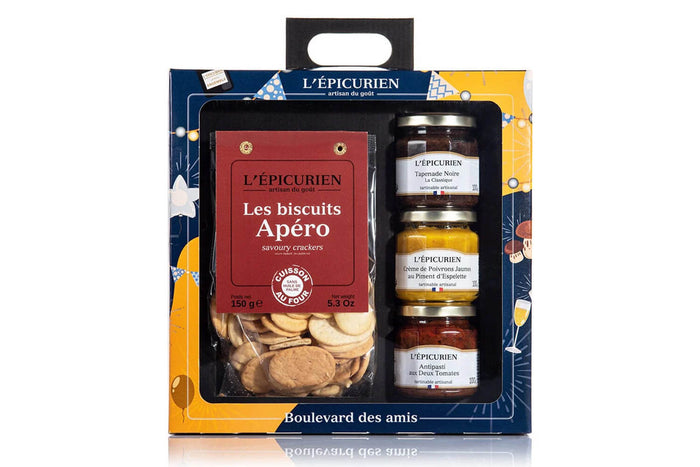 Coffret L'Épicurien Entre amis - 3 tartinables + 150g de biscuits apéro
