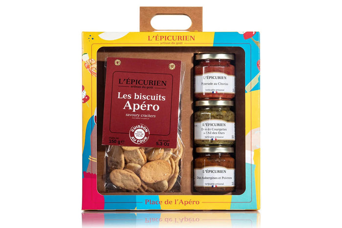 Coffret L'Épicurien Place de l'apéro - 3 tartinables + 150g de biscuits apéro