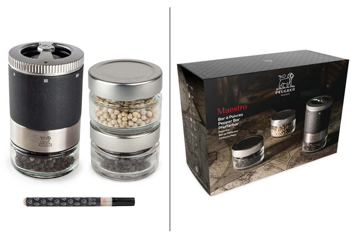 Coffret moulin à poivre Peugeot Maestro U'Select avec 3 réservoirs