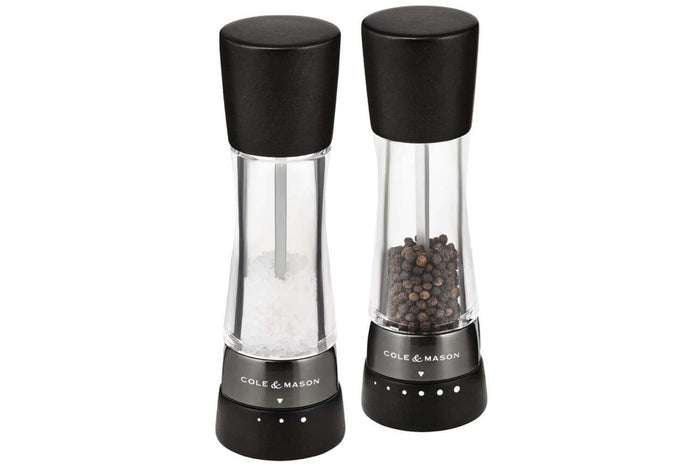 Coffret moulins sel et poivre Cole & Mason Derwent hêtre noir 19cm