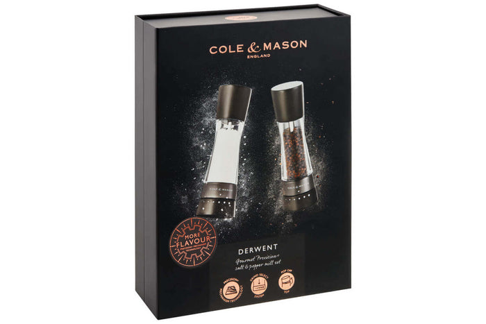Coffret moulins sel et poivre Cole & Mason Derwent hêtre noir 19cm