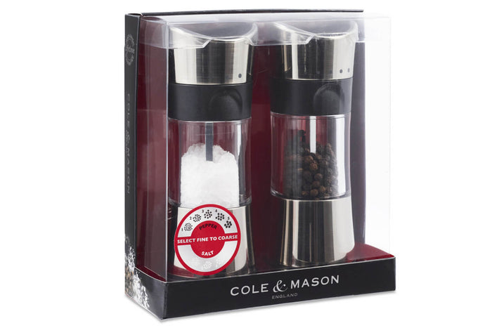 Coffret moulins sel et poivre Cole & Mason Horsham en acrylique et inox 15,4cm