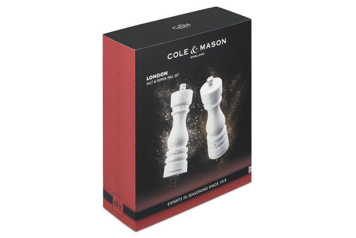 Coffret moulins sel et poivre Cole & Mason London blanc gloss 18cm