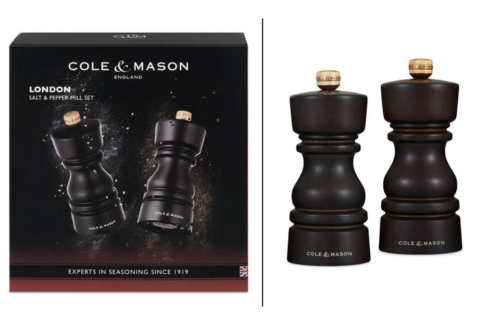 Coffret moulins sel et poivre Cole & Mason London chocolat 13cm