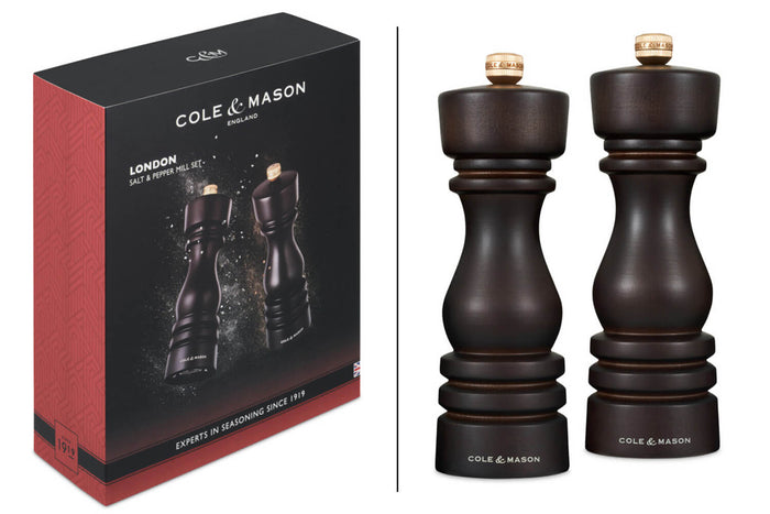 Coffret moulins sel et poivre Cole & Mason London chocolat 18cm