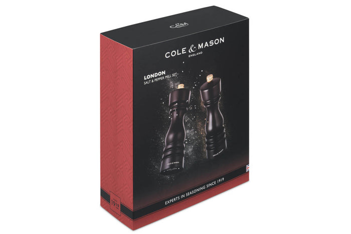 Coffret moulins sel et poivre Cole & Mason London chocolat 18cm