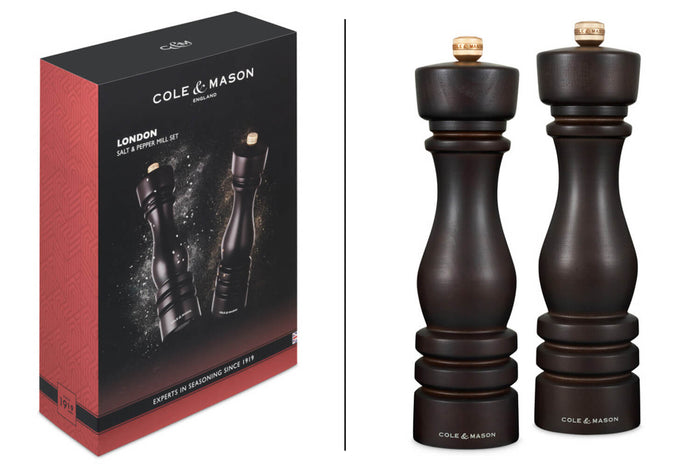 Coffret moulins sel et poivre Cole & Mason London chocolat 22cm