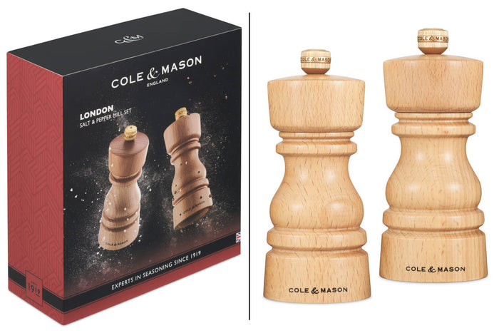 Coffret moulins sel et poivre Cole & Mason London hêtre 13cm